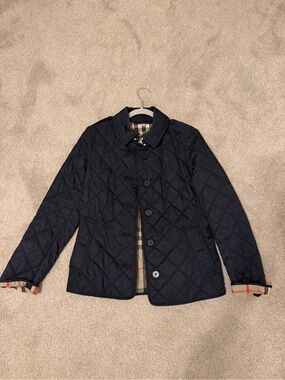 Burberry Frankby Navy Blue Diamond Quilted Jacket - Size Small